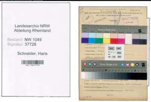 Entnazifizierung Hans Schneider , geb. 07.02.1919 (Mechaniker)