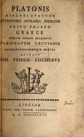 Platonis Dialogi Qvatvor Evthyphro Apologia Socratis Crito Phaedo Graece : Graece