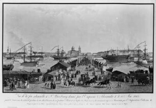 Festveranstaltung in Sankt Petersburg am 12. Mai 1803 auf dem Senatsplatz anläßlich der 100-Jahr-Feier der Stadt : St. Petersburg, Zweimaster
