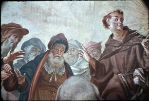 Die Bekehrung eines Juden durch den heiligen Antonius von Padua: ein Esel kniet vor der Hostie nieder