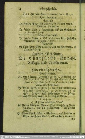 Zweyte Abtheilung. Sr. Churfürstl. Durchl. Collegia und Expeditionen