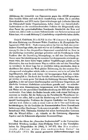 Flechtheim, Ossip K. :: Die KPD in der Weimarer Republik, mit einer Einleitung von Hermann Weber : Frankfurt a. M., Europ. Verl.-Anst., 1969