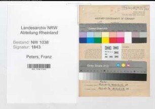 Entnazifizierung Franz Peters , geb. 18.06.1901 (Drogist)