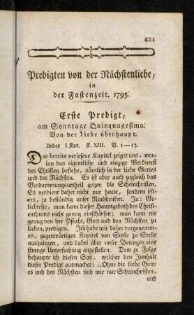 421-445, Erste - Zweyte Predigt.