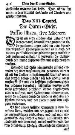 Das XIII. Capitel. Die Darm-Gicht. Passio Illiaca, sive Miserere.