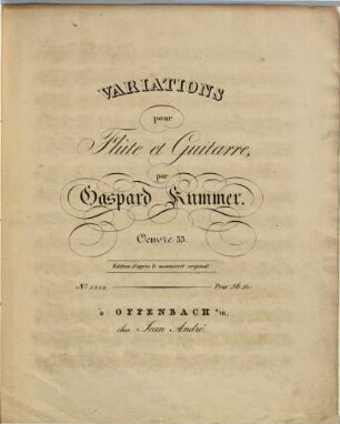 Variations : pour flûte et guitarre ; Oeuvre 55