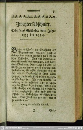 Zweyter Abschnitt. Schlesiens Geschichte vom Jahre 1355 bis 1474