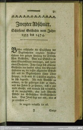 Zweyter Abschnitt. Schlesiens Geschichte vom Jahre 1355 bis 1474