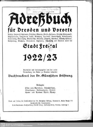 1922/23: Adreßbuch für Dresden und Vororte