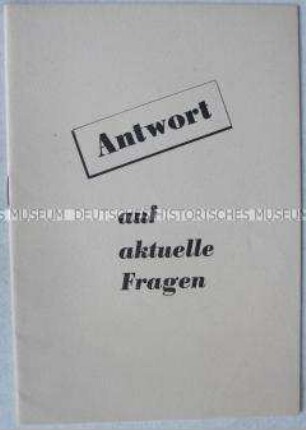 Propagandaschrift der DDR gegen die Pariser Verträge, für den Warschauer Vertrag