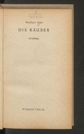 Die Räuber : Erzählung
