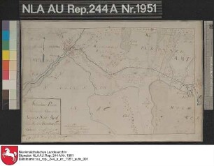 Verlauf des Berumerfehnkanals von Norden bis Berumerfehn Kolorierte Zeichnung von J. N. Franzius Papier auf Leinen Format 41,0x27,5 M 1:23.300 (ca)