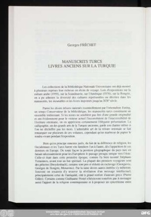 Georges Fréchet Manuscrits Turcs Livres Anciens Sur La Turquie