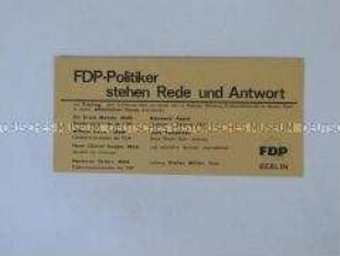 Einladung der FDP Berlin (West) zu einer Wahlveranstaltung zur Bundestagswahl 1967