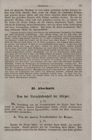 II. Abschnitt. Von der Verschiedenheit der Körper.