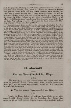 II. Abschnitt. Von der Verschiedenheit der Körper.