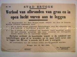 Maueranschlag aus dem besetzten Belgien zum Verbot des Verbrennens von Gras