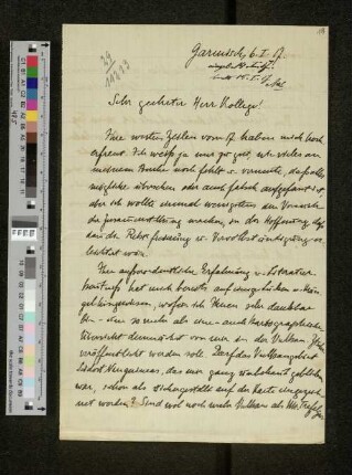 Brief an Arthur Wichmann