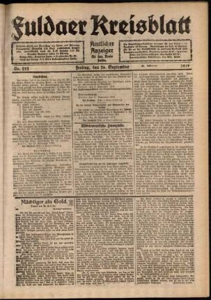 Ausgabe vom Freitag, den 26. September 1919.