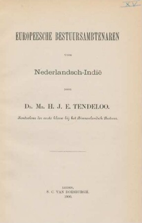 Europeesche bestuursambtenaren voor Nederlandsch-Indië