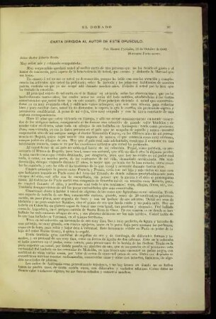 Carta dirigida al autor de este opúsculo.
