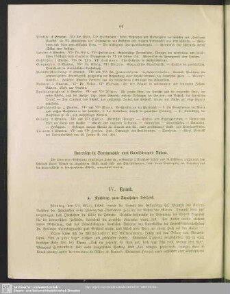 A. Nachtrag zum Schuljahre 1885/86