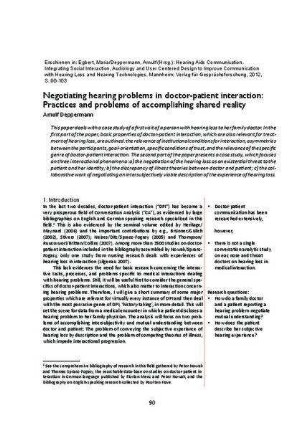 Negotiating hearing problems in doctor-patient interaction : practices and problems of accomplishing shared reality