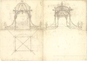 Thiersch, August ; Gebäude, Nebengebäude, Innenausstattung - unbestimmbare Einzelblätter - Nebenbauten - Eingangstor (Grundriss, Ansichten)