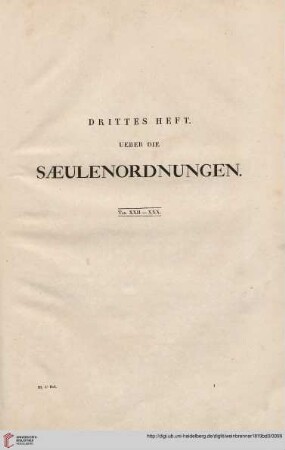 Drittes Heft: Über die Saeulenordnungen