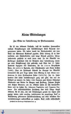 Zur Sitte der Latinisierung der Personennamen.