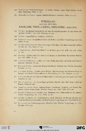 Porzellan aus den Epochen: Kang-Hsi, Yung-Cheng, Kien-Lung. 1662-1795 (Nr. 202-319)