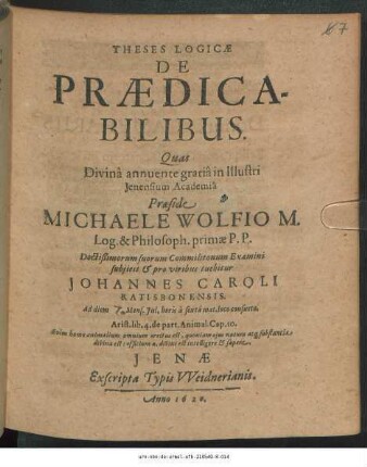 Theses Logicae De Praedicabilibus