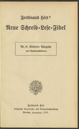 Ferdinand Hirts neue Schreib-Lese-Fibel