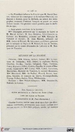 1921: Sur Achille Leclère, élève architecte a l'école de Rome (1809) : liste des élèves de Percier