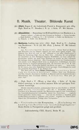 II. Musik. Theater. Bildende Kunst (Nr. 960-1143)