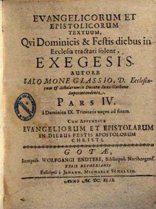 Evangelicorum et epistolicorum textuum, qui dominicis & festis diebus in ecclesia tractari solent, exegesis, 4