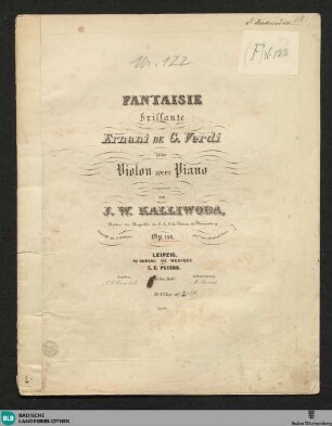 Fantaisie brillante sur Ernani de G. Verdi : pour violon avec piano : op. 158