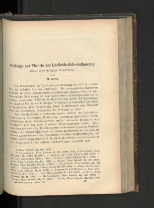 Beiträge zur Theorie der Löslichkeitsbeeinflussung