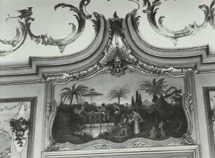 Niederwiesa-Lichtenwalde. Schloss Lichtenwalde (1722/1726, 1905/1906 Wiederaufbau nach Brand; G. Frölich). Chinesisches Zimmer. Detail: Supraporte