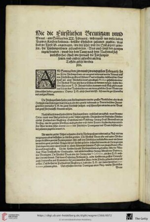Wie die Fürstlichen Breutigam [...]