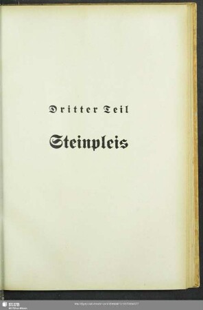 Dritter Teil. Steinpleis