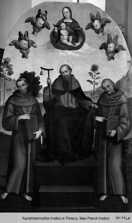Madonna mit Kind und den Heiligen Antonius Abbate, Franziskus und Bernhard