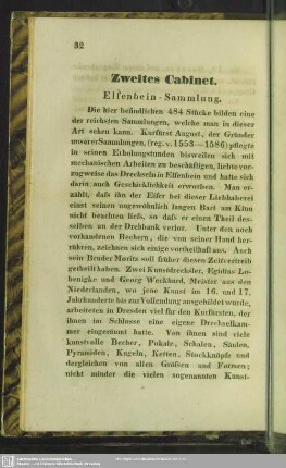Zweites Cabinet. Elfenbein-Sammlung