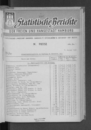 Einzelhandelspreise in Hamburg im Dezember 1957 : Lfd. Nr. 1