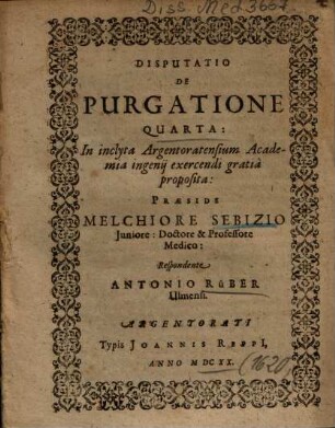 Disputatio De Purgatione Quarta