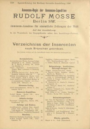 Verzeichniss der Inserenten