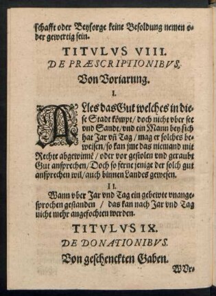 Titulus VIII. De Praescriptionibus.