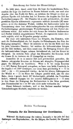 3. Formeln für die Berechnung der Coordinaten.