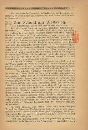 Zur Schuld am Weltkrieg