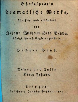 Shakespear's dramatische Werke, 6